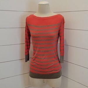 Banana Republic xs lightweight sweater pink and grey with bateau neck